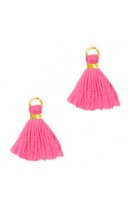 Mini Quaste Ibiza Style 1cm Gold-neon pink